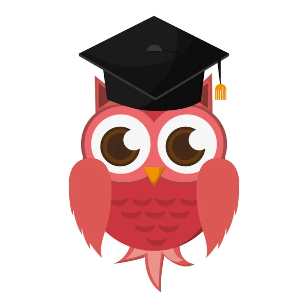 Dibujos animados de búho con icono de la gorra de graduación — Vector de stock