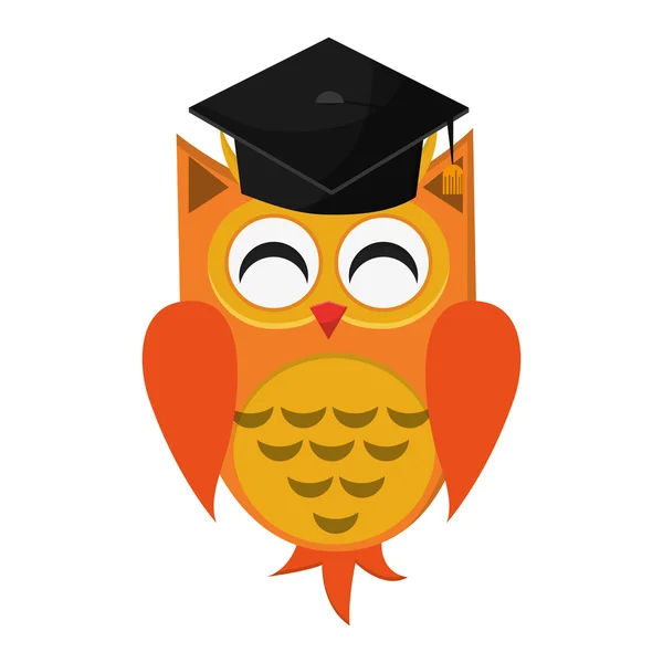 Desenho animado coruja com ícone de boné de graduação —  Vetores de Stock
