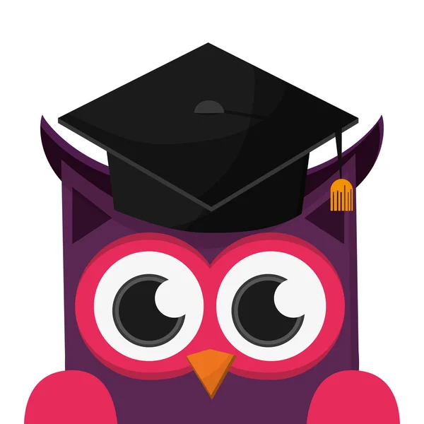 Dibujos animados de búho con icono de la gorra de graduación — Vector de stock