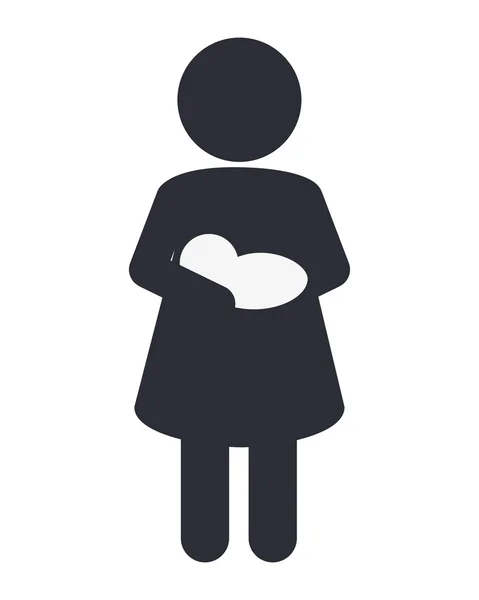 Mujer llevando el icono del bebé — Archivo Imágenes Vectoriales