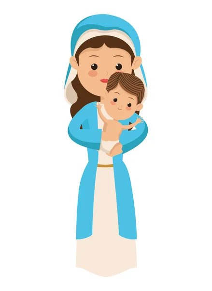 Virgen María llevando el icono del bebé Jesús — Vector de stock