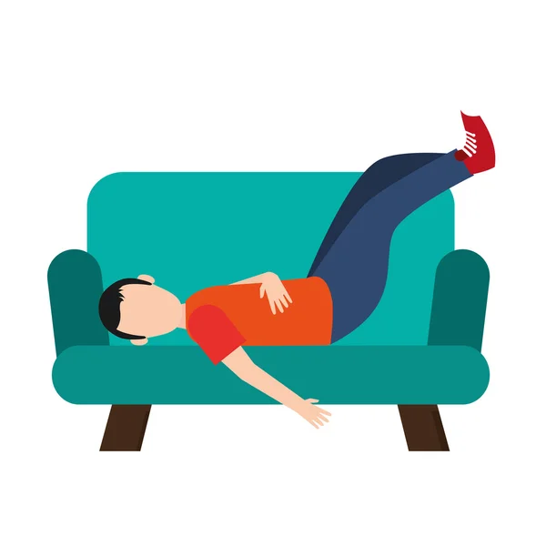 Человек, спящий на диване — стоковый вектор