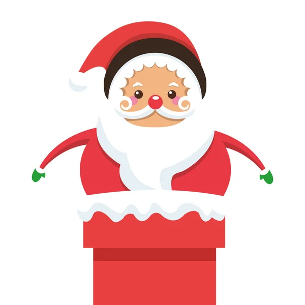 Weihnachtsmann klebt an Schornstein-Ikone — Stockvektor