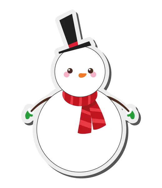 Graziosa icona pupazzo di neve — Vettoriale Stock