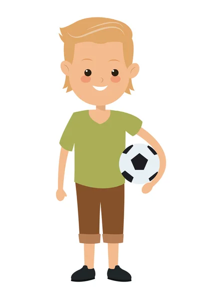 男孩抱着足球球图标 — 图库矢量图片