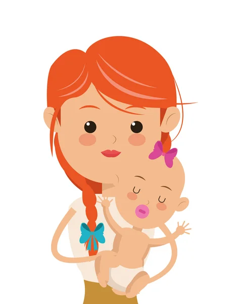 女性運ぶ赤ちゃんアイコン — ストックベクタ