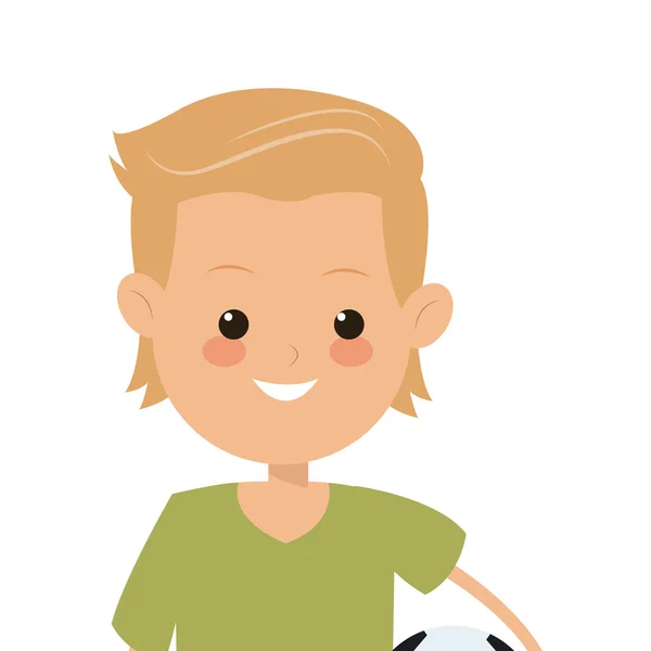 Boy holding soccer ball icon — Stock Vector