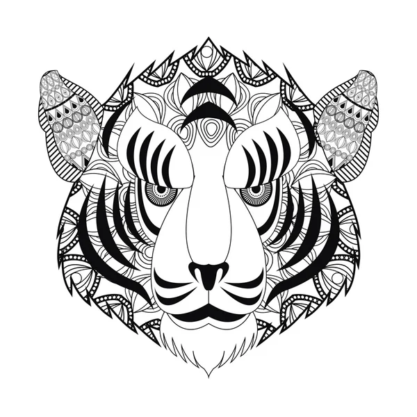 Tribal tiger head icon — Stock Vector