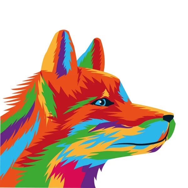 Icono de dibujo de lobo colorido — Vector de stock