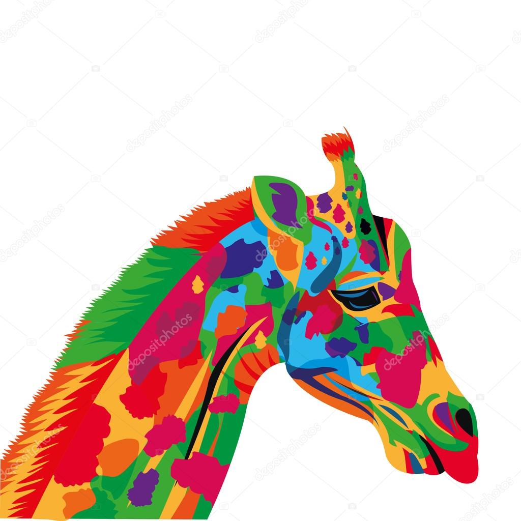 Icona del disegno colorato giraffa — Vettoriale Stock