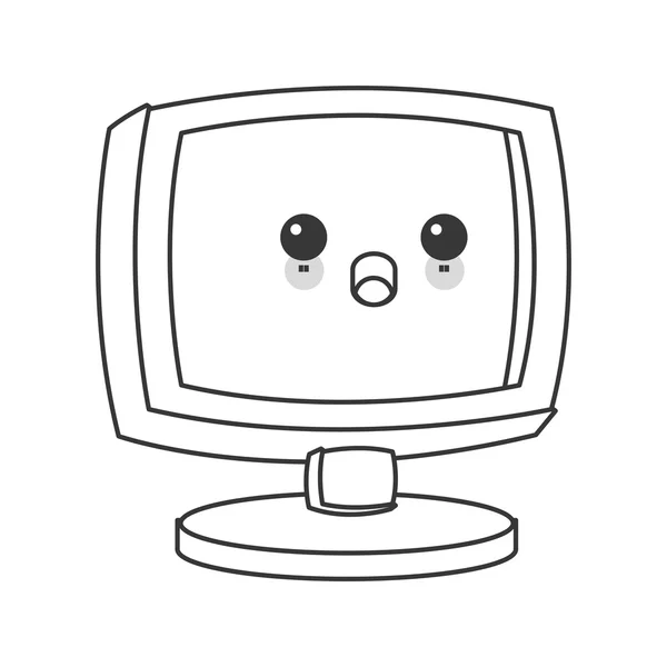 Kawaii icono de la computadora — Vector de stock