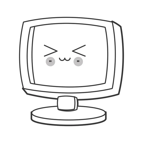 Kawaii computer icon — Stock Vector