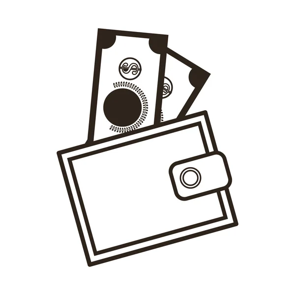 Portefeuille avec icône de l'argent — Image vectorielle