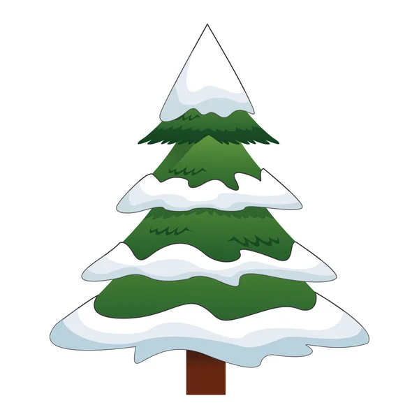 雪アイコンと松の木 — ストックベクタ