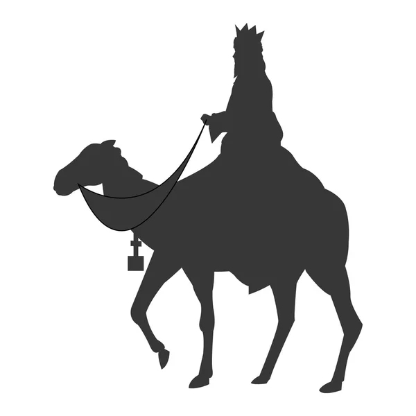 Magi com ícone de silhueta de camelo — Vetor de Stock