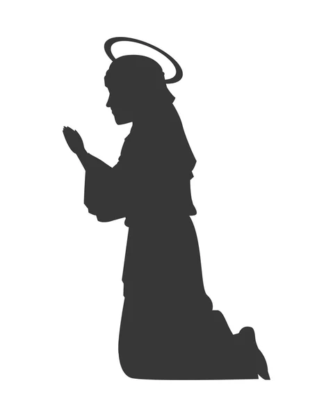 Virgin mary silhouette icon — Stock Vector