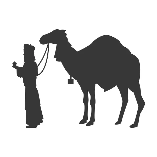 Magi com ícone de silhueta de camelo — Vetor de Stock