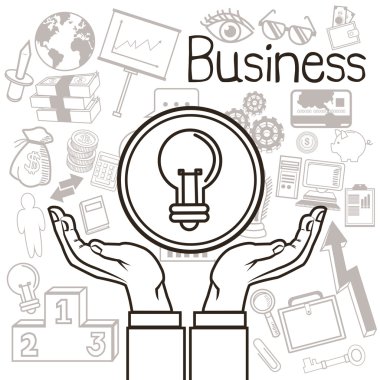 İş el ve simge seti. Iş. Vektör grafiği