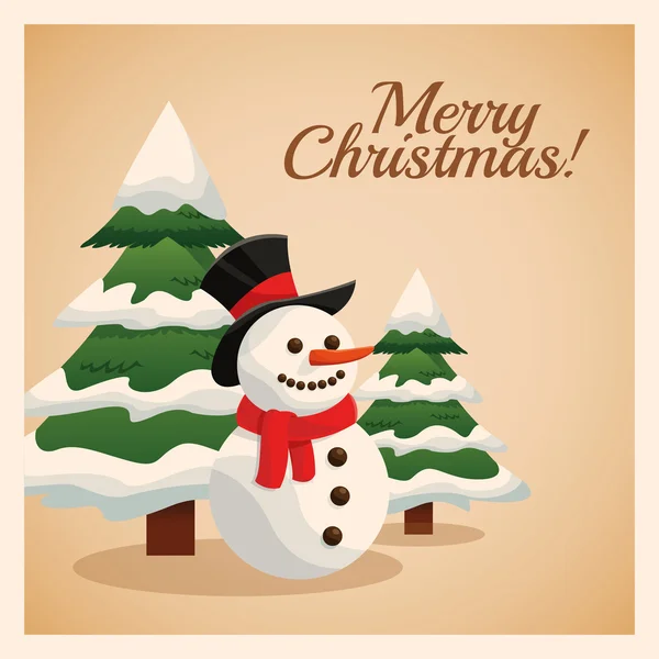 Caricatura de muñeco de nieve. Feliz Navidad de diseño. Gráfico vectorial — Vector de stock