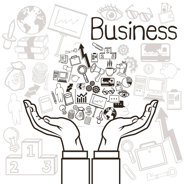 Business Hand und Icon Set. Geschäft. Vektorgrafik — Stockvektor