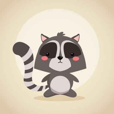 Rakun çizgi film ikonu. Ormanlık hayvan. Vektör grafiği