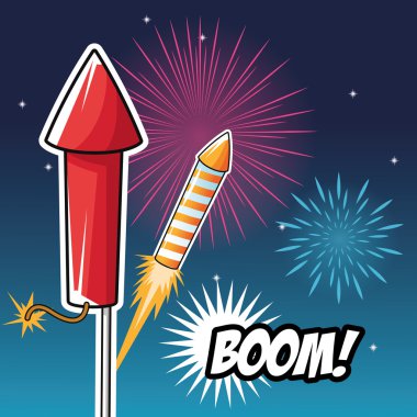 havai fişek kutlama patlama gece simgesi. Vektör grafiği