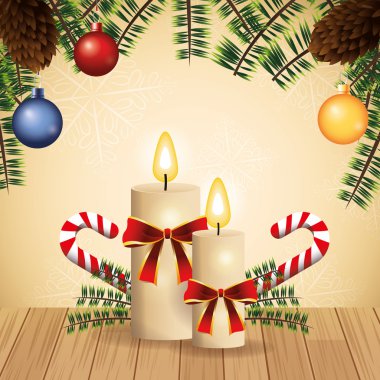 küre mum neşeli noel simgesi bırakır. Vektör grafiği