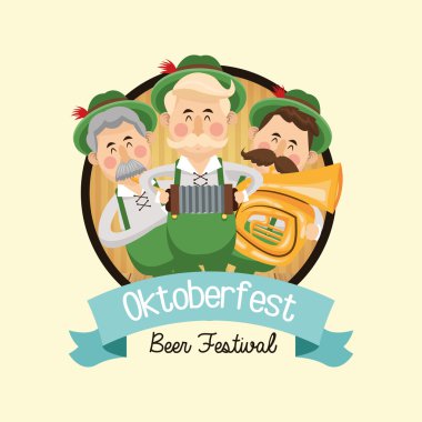 karikatür adam oktoberfest simgesi. Vektör grafiği