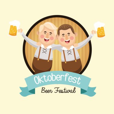 karikatür adam oktoberfest simgesi. Vektör grafiği