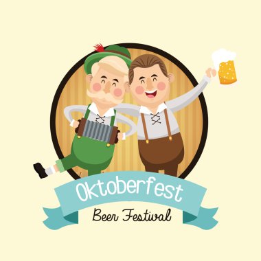 karikatür adam oktoberfest simgesi. Vektör grafiği