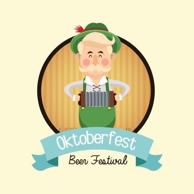 karikatür adam oktoberfest simgesi. Vektör grafiği