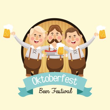 karikatür adam oktoberfest simgesi. Vektör grafiği