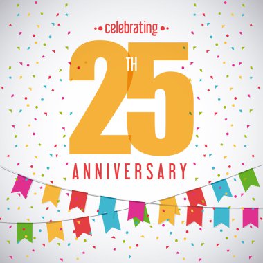 25 yıl. Yıldönümünü kutluyoruz. Vektör grafiği