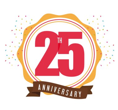 25 yıl. Yıldönümünü kutluyoruz. Vektör grafiği