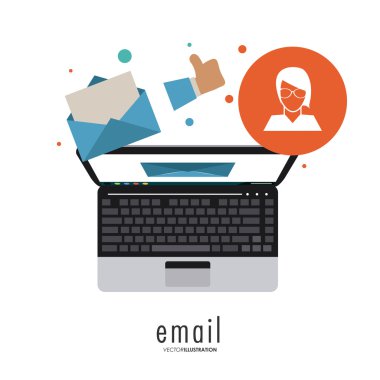 zarf ve dizüstü simge. E-posta tasarımı. Vektör grafiği