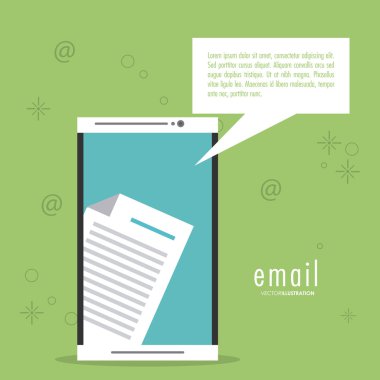 akıllı telefon ve kabarcık simgesi. E-posta tasarımı. Vektör grafiği