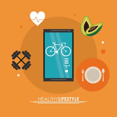 akıllı telefon simgesi. Sağlıklı yaşam tarzı tasarımı. Vektör grafiği