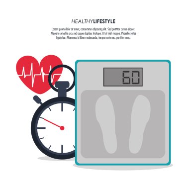 ölçek kronometre kalp simgesi. Fitness tasarımı. Vektör grafiği