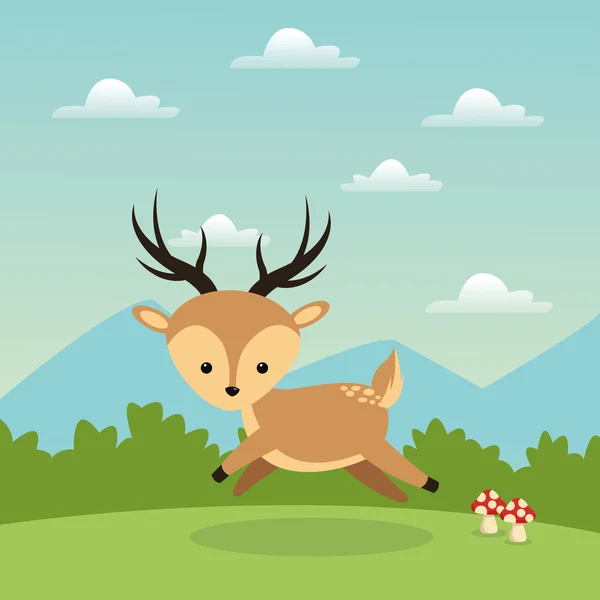 Ícone dos desenhos animados renas. Animal da floresta. Gráfico vetorial — Vetor de Stock