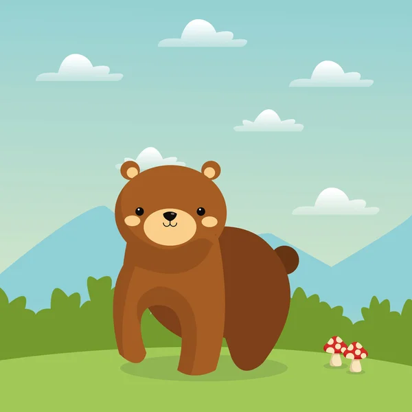 Niedźwiedź ikona kreskówki. Zwierzę leśne. Grafika wektorowa — Wektor stockowy