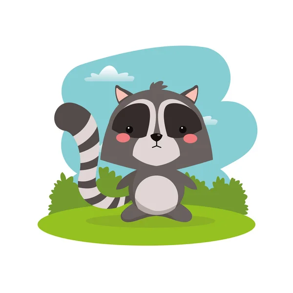 Ikona kreskówki Raccoon. Zwierzę leśne. Grafika wektorowa — Wektor stockowy