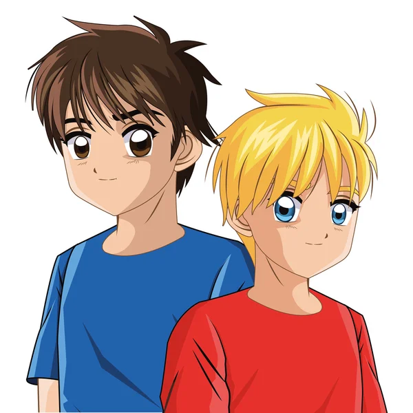 Garçon anime mâle manga icône de dessin animé. Graphique vectoriel — Image vectorielle