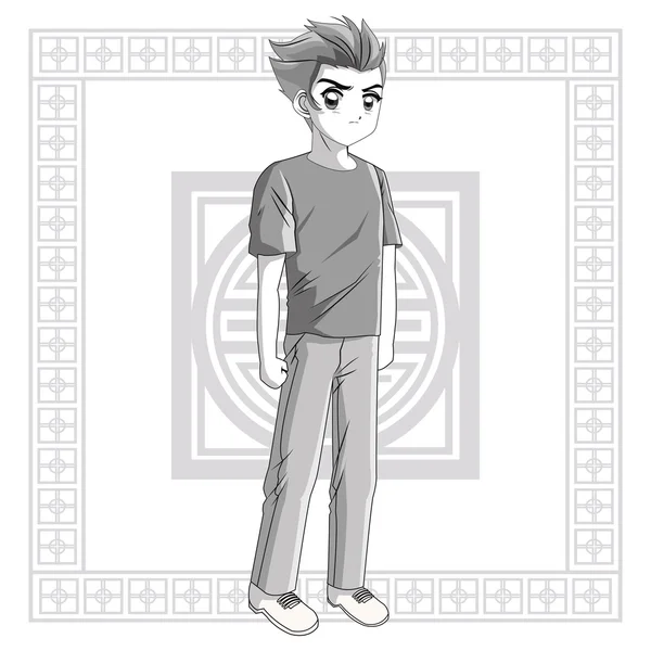 Хлопчик аніме чоловічої манги мультфільм значок. Векторна графіка — стоковий вектор