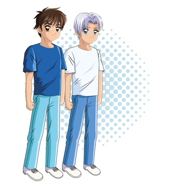 少年アニメ男性漫画漫画アイコン。ベクトルグラフィック — ストックベクタ