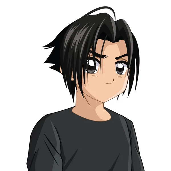 Chłopiec anime męska Manga kreskówka ikona. Grafika wektorowa — Wektor stockowy