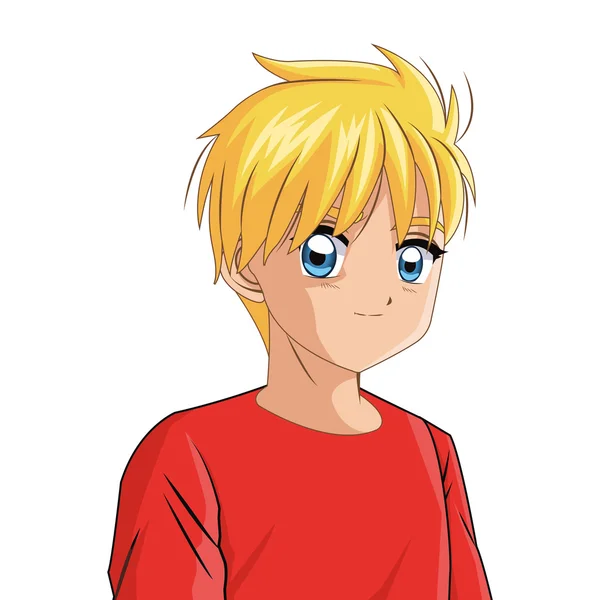 Boy anime masculino manga cartoon ícone. Gráfico vetorial — Vetor de Stock