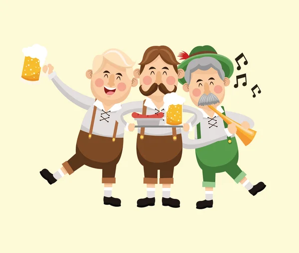 Cartoon Männer oktoberfest Ikone. Vektorgrafik — Stockvektor