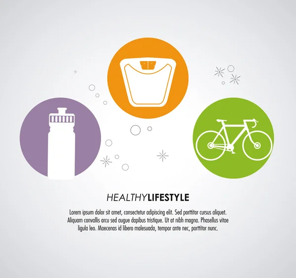 Icono de la bicicleta botella de peso. Diseño de estilo de vida saludable. Gráficos vectoriales — Vector de stock