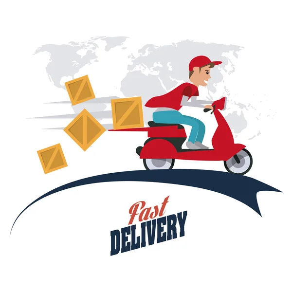 Motorcycle and package icon. Delivery design. Vector graphic — Stock Vector