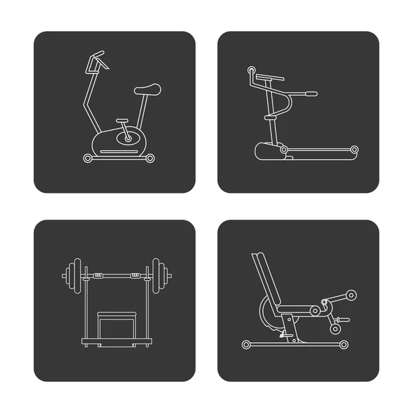 Conjunto de ícone de máquinas. Design de fitness. Gráfico vetorial — Vetor de Stock